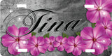 Pink Flowers License Plate