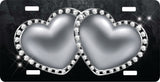 Double Silver Heart License Plate